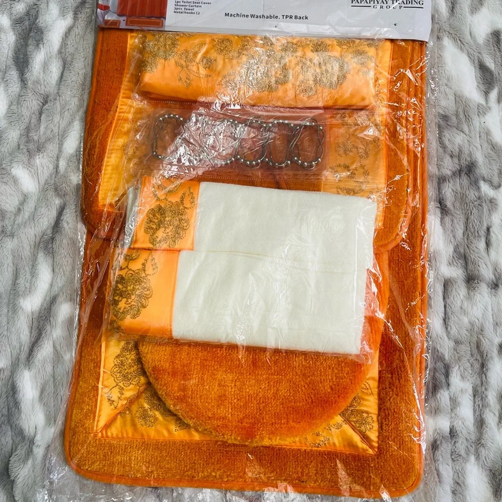 Elegant Orange Bath Accessory Set
